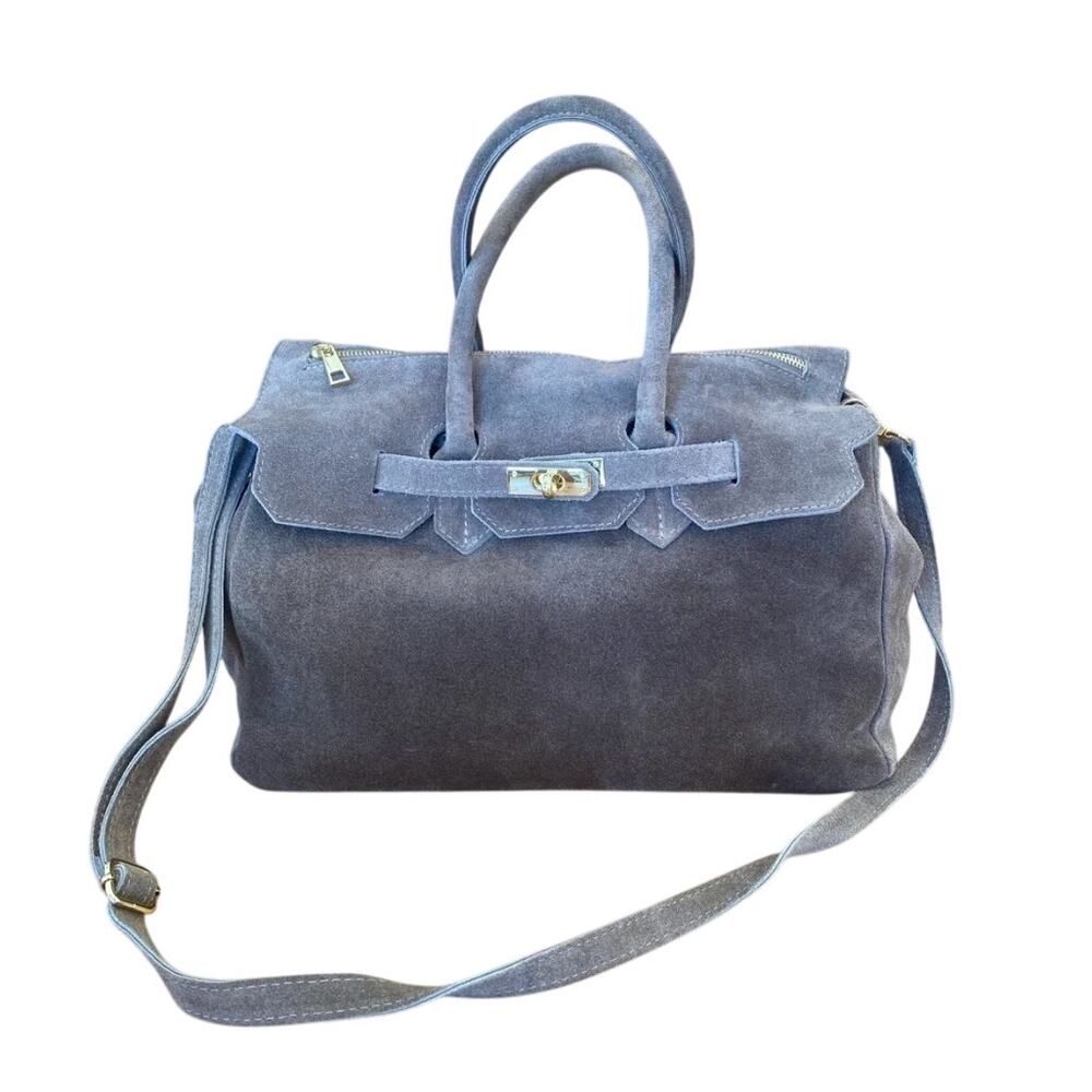 $400 We The Free Parker Suede Tote blue gray